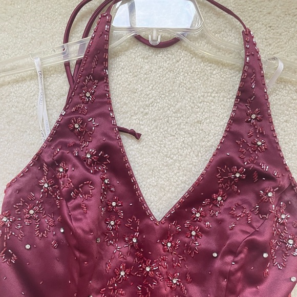 Betsy & Adam Burgundy Beaded Gown - size 10 - Picture 1 of 4